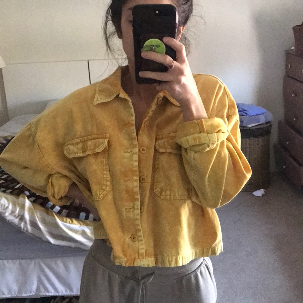 Button up large yellow shirt